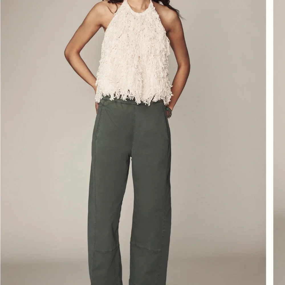 Pilcro Izzie relaxed Green Wide-Leg barrel Pants - Picture 1 of 6